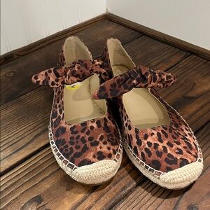 New Jessica Simpson Bow Top  Leopard Print Espadrille Flats